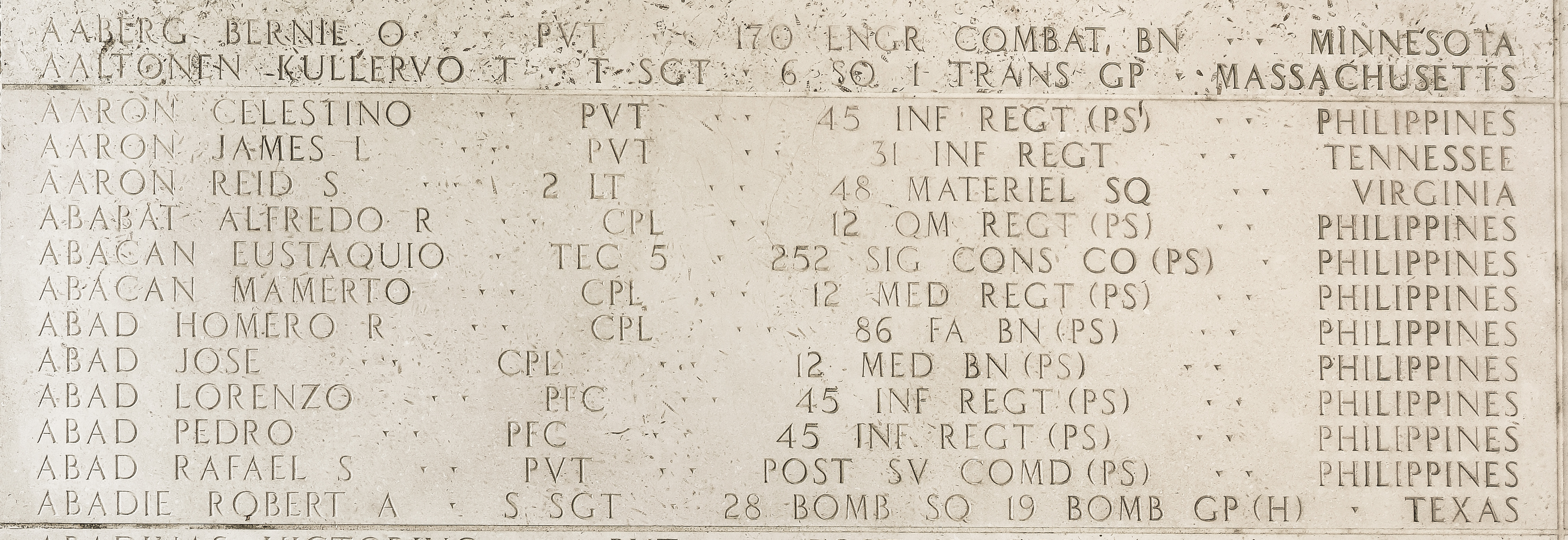 Robert A. Abadie, Staff Sergeant